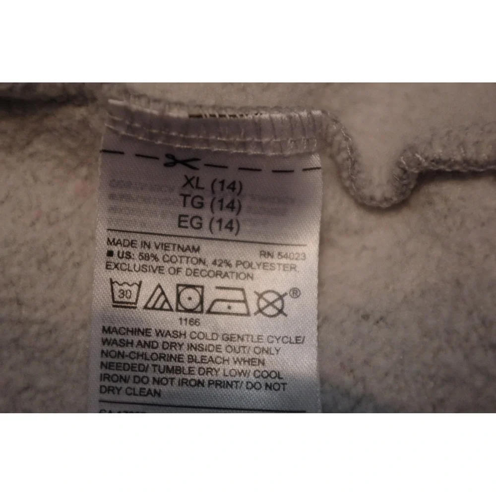 Old Navy Girls XL 14 Gray Heart Patch Full Zip Fleece Hoodie Sweatshirt